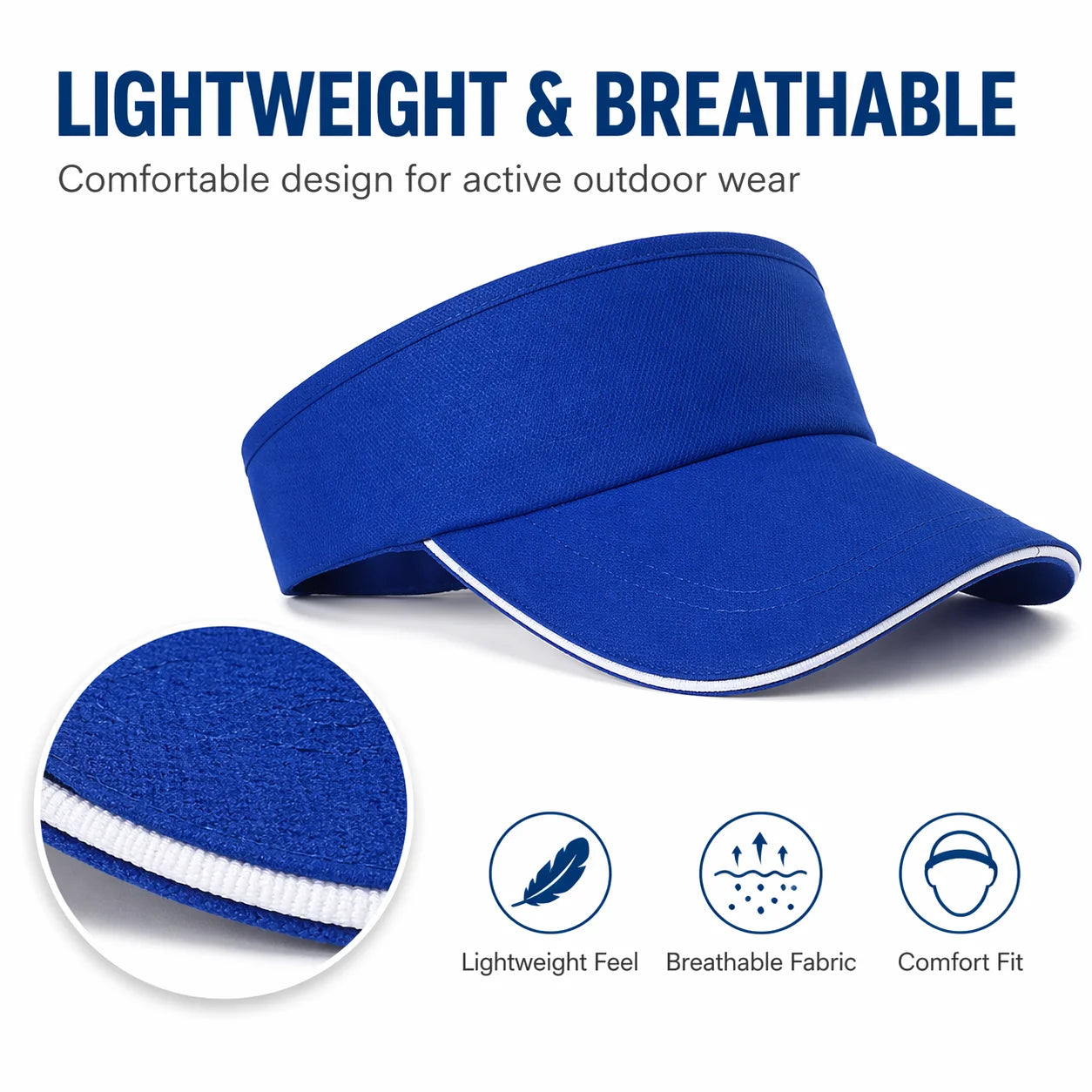 Adjustable Sports Sun Visor Hat for Women Men Solid Color Br