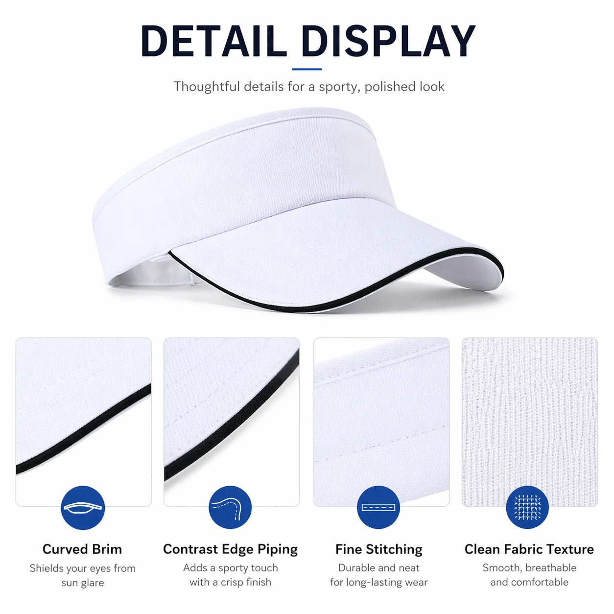 Adjustable Sports Sun Visor Hat for Women Men Solid Color Br