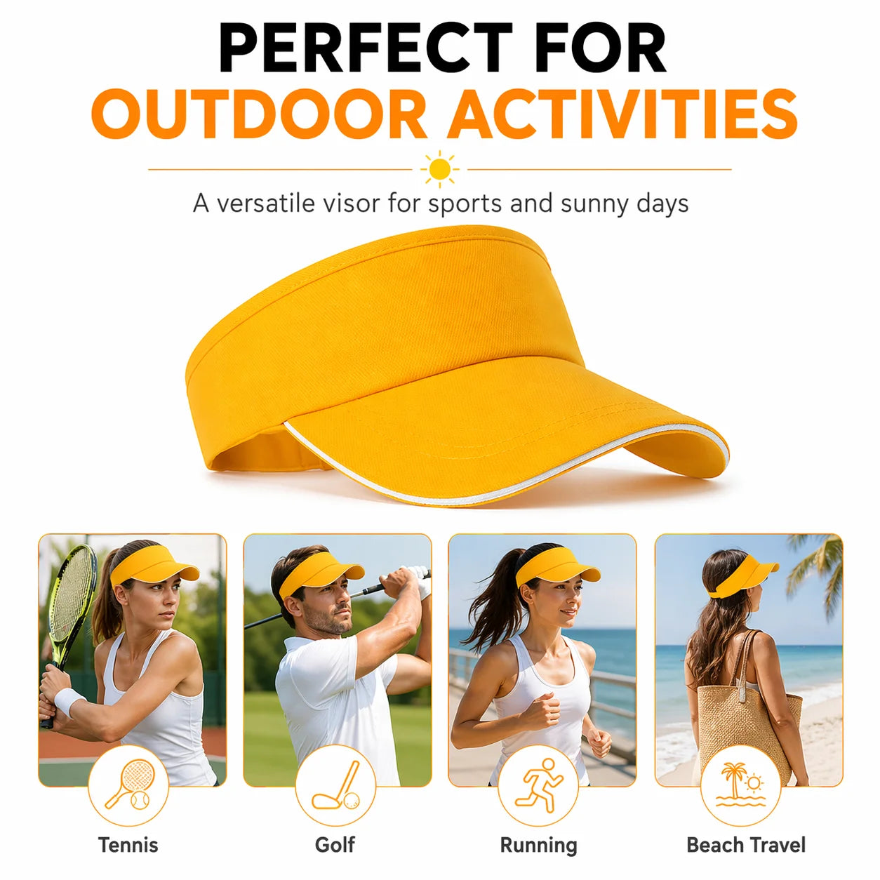Adjustable Sports Sun Visor Hat for Women Men Solid Color Br