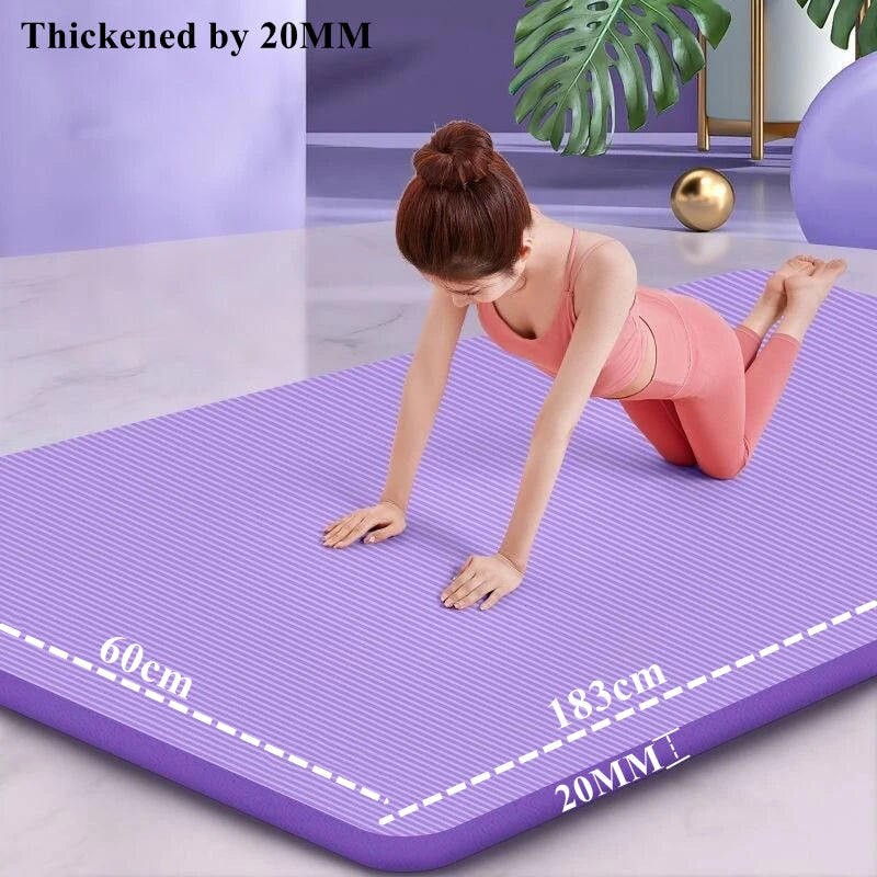  20MM 18360cmThick Yoga Mats Anti-slip Sport Fitness Mat Bla