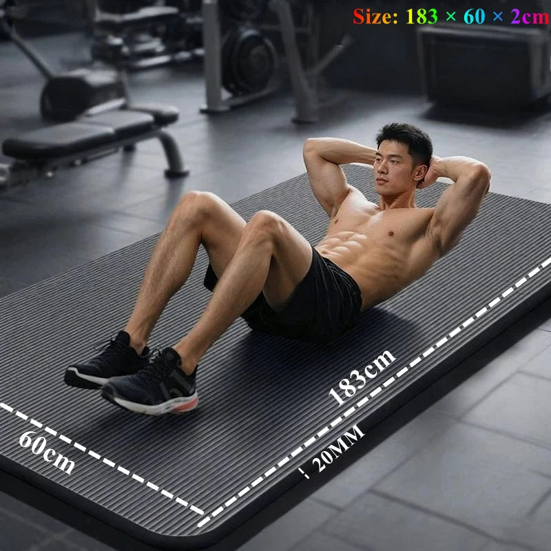  20MM 18360cmThick Yoga Mats Anti-slip Sport Fitness Mat Bla