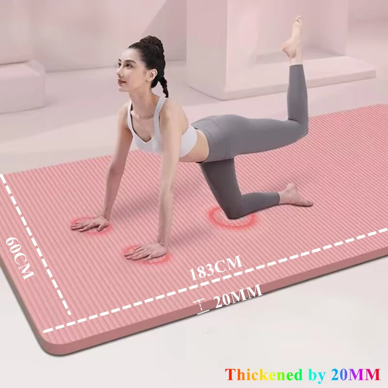  20MM 18360cmThick Yoga Mats Anti-slip Sport Fitness Mat Bla